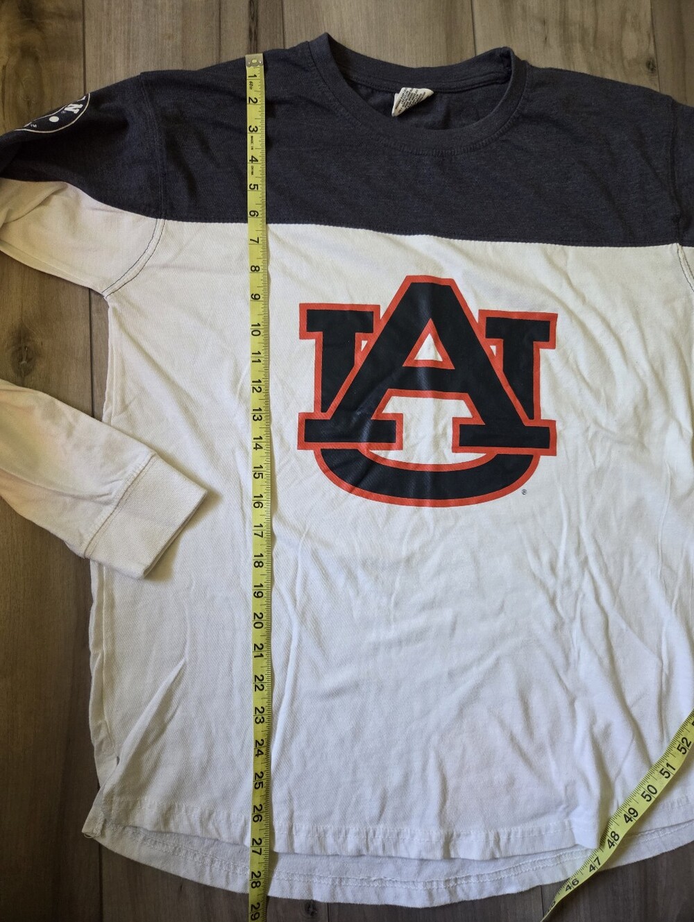 Three-Square Long Sleeve Auburn Tee - White/Navy - Picture 7 of 8